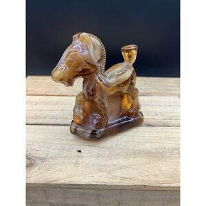 Vintage Imperial Glass 1980's Brown, Tan & Black Oscar Plug Horse